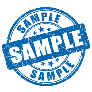 Sample ink rubber stamp isolated on white background